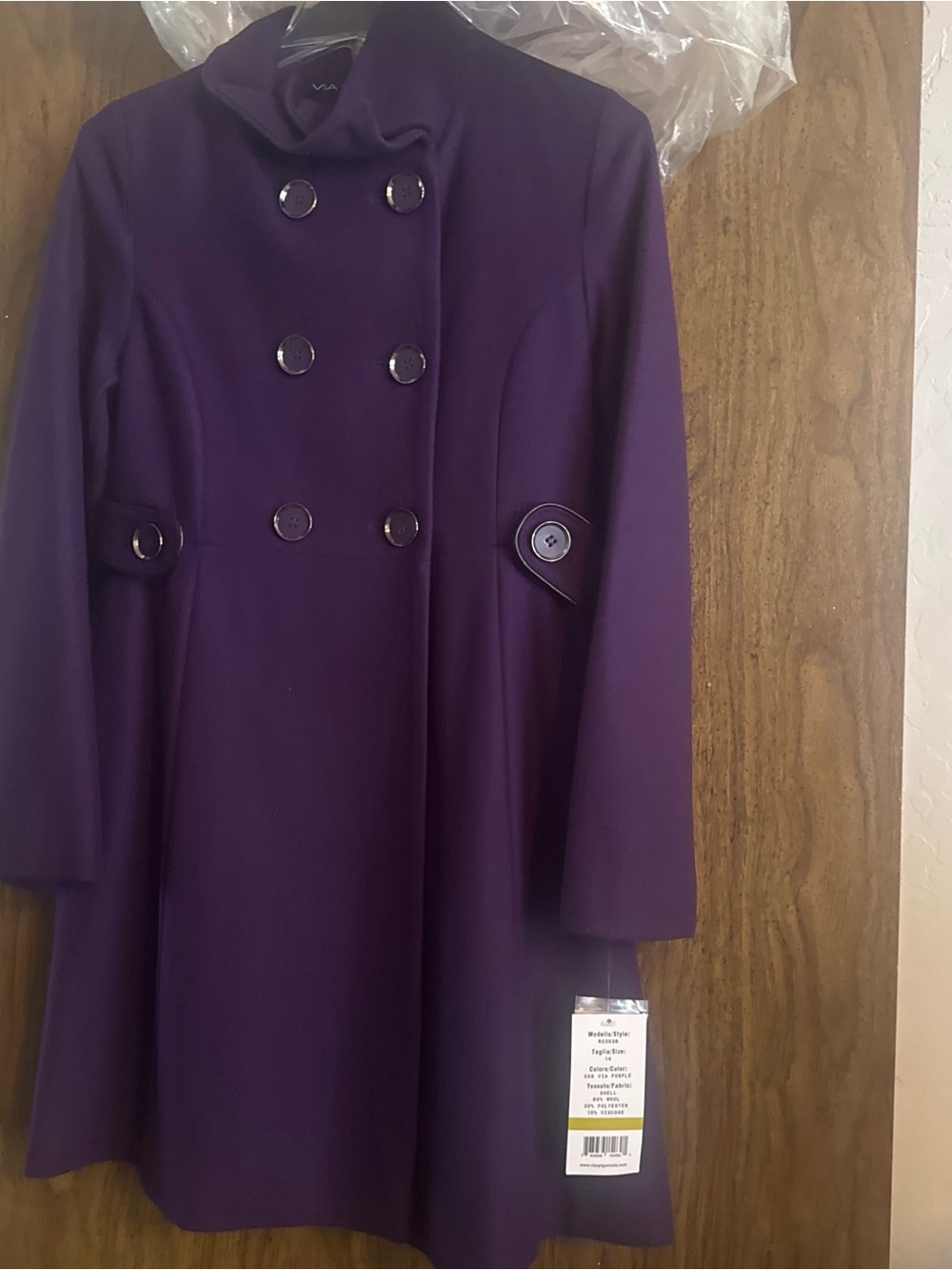 Via Spiga Purple Coat with Floral Lining Girls size 14
